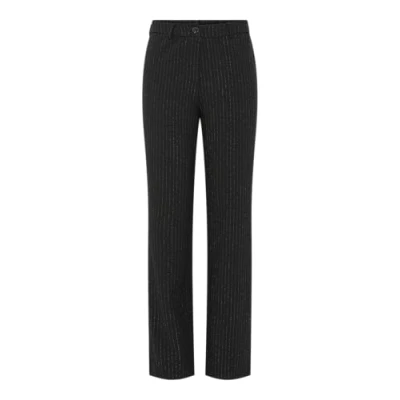 Image of PIECES Women&#039;s Pcparker Hw Pants Fabric Trousers, Black/Detail: Silver Lurex, L
