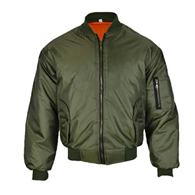 Image of Insight Mens Classic MA1 Flyer Bomber Jacket with Orange Lining Green S