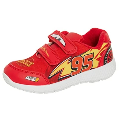 Image of Disney Cars Boys Trainers Kids Lightning McQueen Sports Shoes Easy Fasten Sneakers Skate Pumps Red 13 UK Child