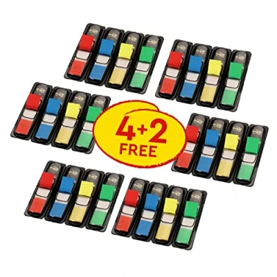 Image of Post it Index Small Flags, 4 Assorted Colours, + 2 FREE dispensers of Pads