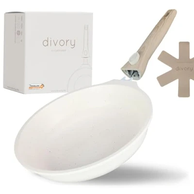 Image of DIVORY Small Frying pan 20cm I Removable Handle, Induction, Coated, Aluminium Mini + Protector Induction