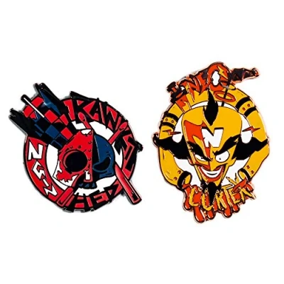 Image of Numskull Official Crash Bandicoot Cortex and N Gin Collectible Metal Enamel Pin Badges Set of Two Pins on a Backing Card Merchandise,one size