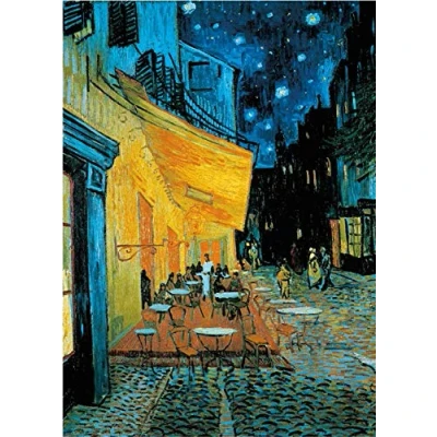Image of 1000 Piece Jigsaw Puzzles for Adults Cafe Terrace at Night by Vincent Van Gogh 27.56 x 19.69 Inch Educational Game Challenge Toy Pieces Kids