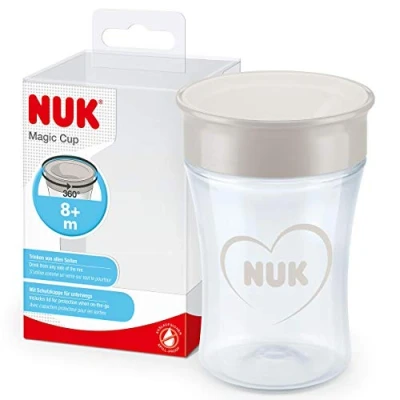 Image of NUK Magic Cup Sippy 360 Anti Spill Rim 8+ Months Leak Proof and BPA Free 230 ml Hearts (Neutral)