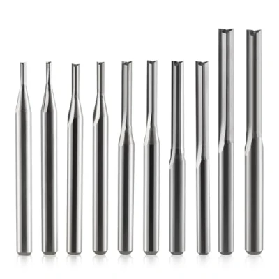 Image of Timelee 1/8 Inch Shank 2 Flutes Straight Slot Router Bits Set Cuting Edge Diameter (1mm 1.5mm 2.0mm 2.5mm 3.175mm Each pcs) Milling Cutter for MDF PVC Acrylic Chipboard Wood