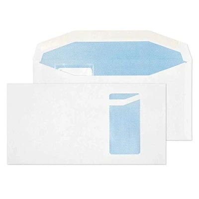 Image of Blake Purely Everyday DL+ 121 x 235 mm 90 gsm Gummed Mailer Portrait Window Envelopes (9114PW) White Pack of 1000