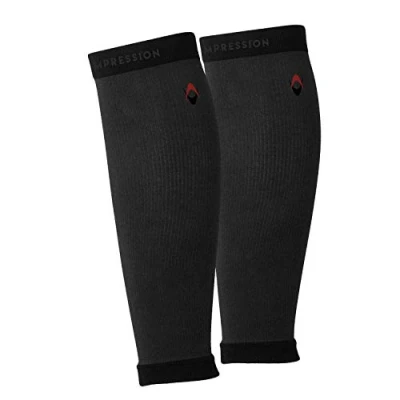 Image of NV Compression Merino Wool Calf Sleeves (Black/Grey, Small/Medium (12 16&quot; / 30 41cm))