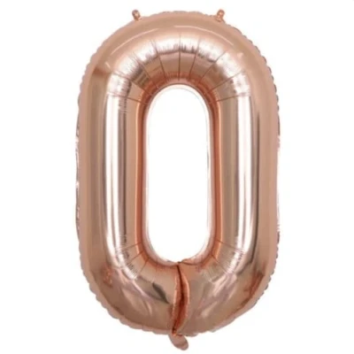 Image of Rose Gold Number 0 Foil Balloon, 101cm (2 pack)
