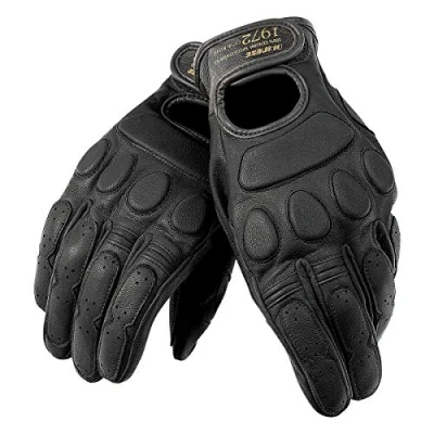 Image of Dainese Blackjack Unisex Gloves, Summer Leather Motorbike Vintage Retro Style, Classic Design, Woman &amp; Mens Motorcycle Stretchable, Reinforced and Breathable, Black