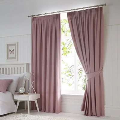 Image of Fusion Pink W46 x L72 Pencil 2x Panels Bedroom &amp; Living Room Pleated Curtains in Blush Dijon Collection, Blackout/Thermal Insulated, 46&quot; Width 72&quot; Drop (117 183cm)