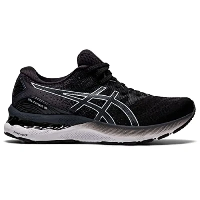 Image of Asics Women&#039;s Gel Nimbus 23 Running Shoe, Black White, UK 10.5