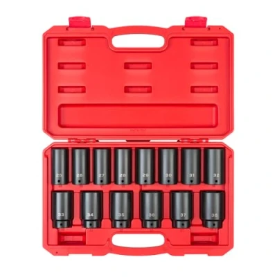 Image of TEKTON 1/2 Inch Drive Deep 6 Point Impact Socket Set, 14 Piece (25 38 mm) SID92333