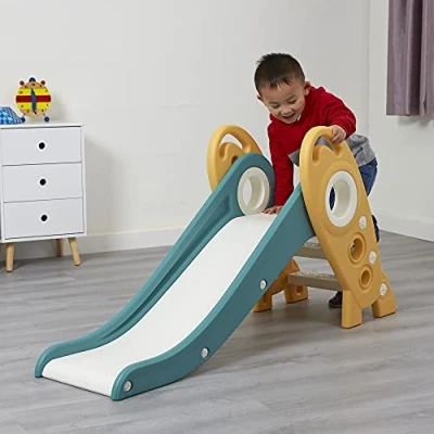 Image of Liberty House Toys Kids Rocket Slide First Slide, Playset for Indoor or Outdoor use Garden Green and Gold, H645 x W330 D1250mm, LHT191GG