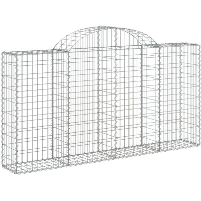 Image of vidaXL Arched Gabion Baskets 3 pcs 200x30x100/120 cm Galvanised Iron