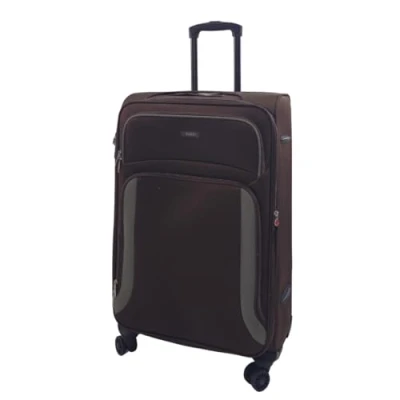 Image of Infinity Leather Unisex Soft 8 Wheel Luggage Light Travel Suitcases Brown Nylon Size Medium