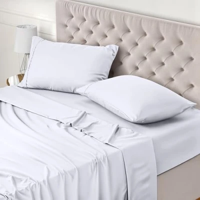 Image of Utopia Bedding 4 Piece Bed Sheet Set Double, White Fitted Sheet, Flat with 2 Pillow Cases 50x75 Wrinkle, Shrinkage and Fade Resistant Soft Brushed Polyester Microfiber Fabric