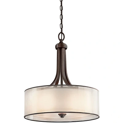 Image of Lacey 4 Light Large Round Ceiling Pendant Mission Bronze, E27
