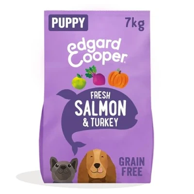 Image of Edgard Cooper Puppy Dry Dog Food (Salmon and Turkey, 7kg), Grain &amp; Gluten Free, Joint Bones Supplement for Dogs, fresh meat, full of essential amino acids healthy insides