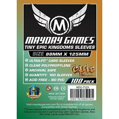 Image of Mayday CARD_DOCUMENT_SLEEVE for Tiny Epic Kingdoms, 88 x 125 mm, 100 Super Clear Polypropylene Sleeves