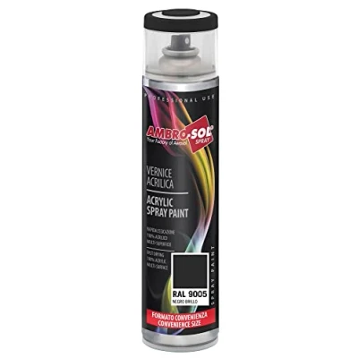 Image of Ambro Sol V600PAST5 Multipurpose Acrylic Enamel Spray Paint, Gloss Black, 600 ml