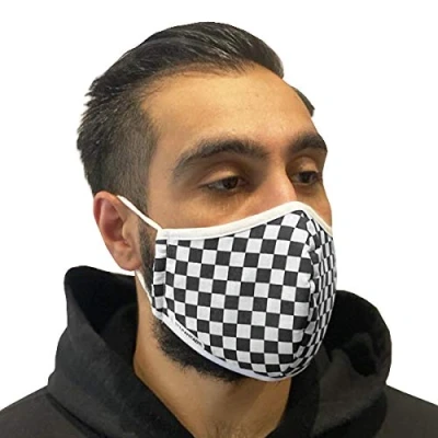 Image of Step Ahead 5 Pack Triple Layer Cotton Black Checkered Mask (Pack of 5)
