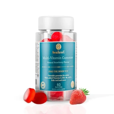 Image of Multivitamin Gummies for Adults Delicious Strawberry Flavour 60 High Strength Contains 12 Essential Vitamins and Minerals Up to 2 Months Supply AwaikenU