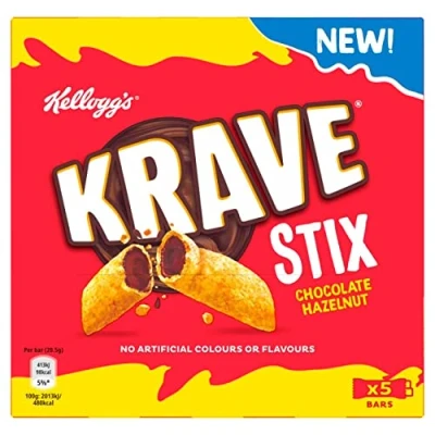 Image of Kellogg&#039;s Krave Stixs Chocolate Hazelnut 5 x 20.5g
