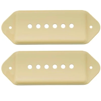 Image of Musiclily Pro 49.2mm P90 Dog Ear Short/Low Neck Position Pickup Covers for USA Les Paul/Vintage Style Epiphone, Cream (Set of 2)