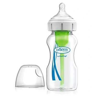 Image of Dr. Brown&#039;s Natural Flow Anti Colic Options+ Wide Neck Baby Bottle, 9oz/270ml, with Level 1 Teat, Pack