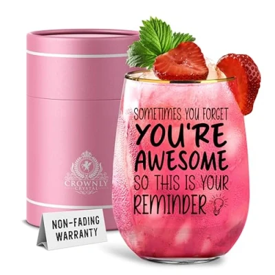 Image of CROWNLY CRYSTAL® Gift for Women Personalised Wine Glass Gin Gifts Colleagues Friends Birthday Best Idea