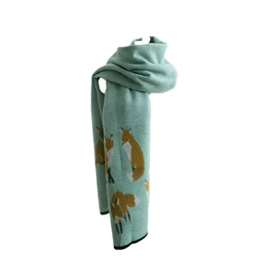 Image of Women Ladies Luxurious Cashmere Feel 200cm x 65cm Fox Print Large Scarf Shawl Stole Wrap (Green)