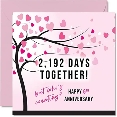 Image of Funny Iron Anniversary Card for Wife or Husband 2192 Days Together I Love You Gifts, Happy 6th Wedding Cards Partner, 145mm x Greeting Sixth Anniversaries