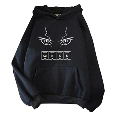 Image of Unisex Dr. Stone Hoodie Personality Anime Senkuu Sweatshirt Oversized Pocket Pullover Asagiri Gen