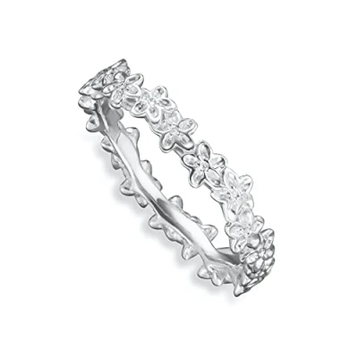 Image of Lily Charmed 925 Sterling Silver Forget Me Not Stacking Ring in Size N