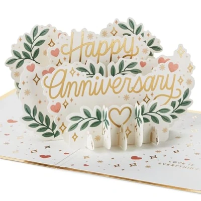 Image of Hallmark Paper Wonder Anniversary Card 3D Pop Up Gold Design