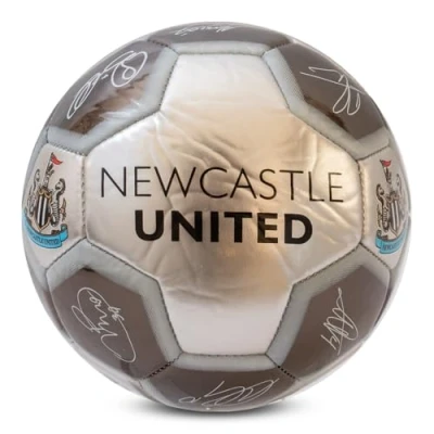 Image of Hy Pro Officially Licensed Newcastle United F.C. Signature Football Metallic, Size 1, NUFC, Training, Match, Merchandise, Collectible For Kids and adults