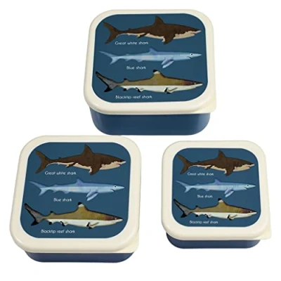Image of Sharks Reusable Snack Boxes (Set of 3)