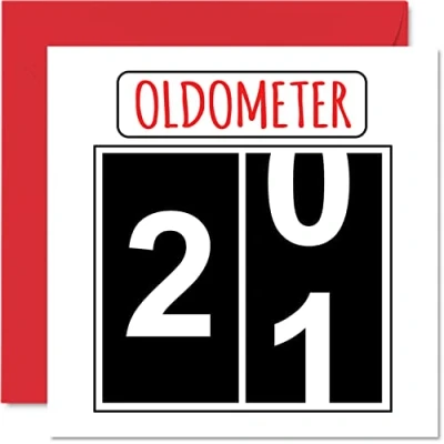 Image of Fun 21st Birthday Cards for Men Woman Oldometer Happy Card Son Daughter Brother Sister Grandson Granddaughter Niece Nephew Uncle, 145mm x Greeting Cards,