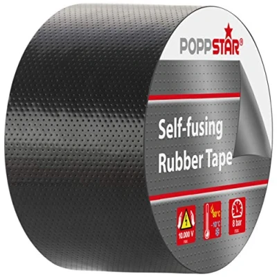 Image of POPPSTAR 1x Self fusing Universal Insulating Tape, Sealing LxWxH 5m x 50mm 0.76mm, Black