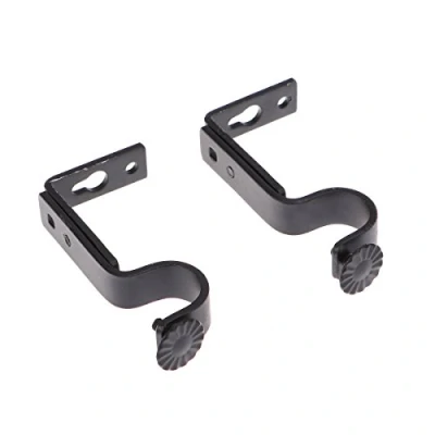Image of WINOMO 2pcs Adjustable Curtain Rod Brackets 18 22 mm (Black)