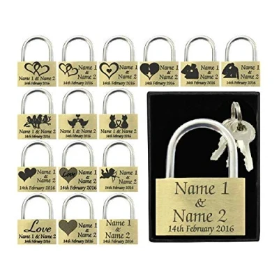 Image of Anniversary, Valentines Present, Wedding Favour 40mm Love Lock Personalised Engraved Padlock (Text Only)