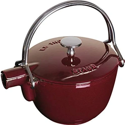 Image of STAUB 1004034 Cast Iron Tea Pot, Grenadine Red