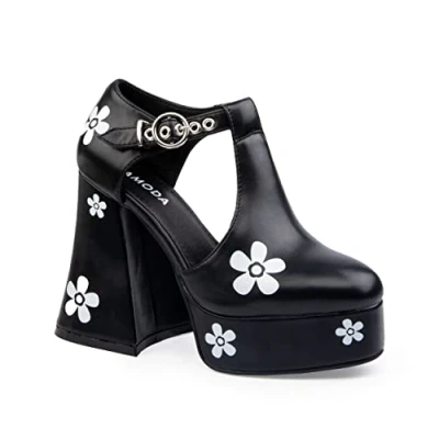 Image of LAMODA Women&#039;s Please Don&#039;t Go Court Shoe, Black Pu, 8 UK