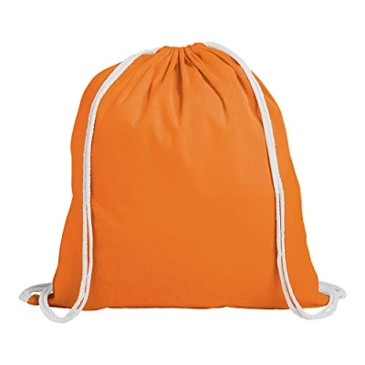 Image of eBuyGB Pack of 5 Children&#039;s Cotton Drawstring Rucksack Gym, Swim, Sports, PE, Book Bag, Orange