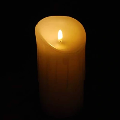 Image of 18x9cm Battery Cream Realistic Flickering Flame LED Candle with Melted Effect