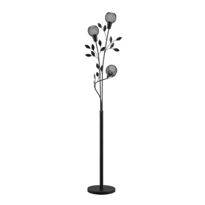 Image of Floor Lamp &#039;Kanye&#039; (Florentine) in Black Made of Metal for e.g. Living Room &amp; Dining (3 Light Sources, E14) from Lindby Standard