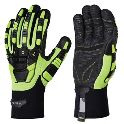 Image of Skytec Torq 1 Pair Black/Yellow Safety Leather Work Gloves with Neoprene Coating that Provide Cut Resistance (X Large)