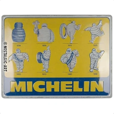 Image of Nostalgic Art Retro tin sign, 30 x 40 cm, Michelin Logo Evolution Gift idea for motor fans, made of metal, vintage design