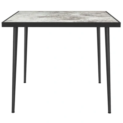Image of Outsunny Outdoor Dining Table for 4, Square Garden with Marble Effect Tempered Glass Top and Steel Frame Balcony, Patio, 90cm x 90cm, Grey