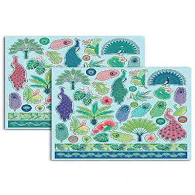 Image of Toga Peacock 68 Stickers, Paper, Green Blue Purple, Board Size: 15 x cm